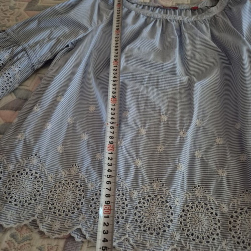 Cotton blouse with lace S.Oliver like new, white and blue