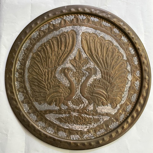 Old copper tray, diameter 39 cm