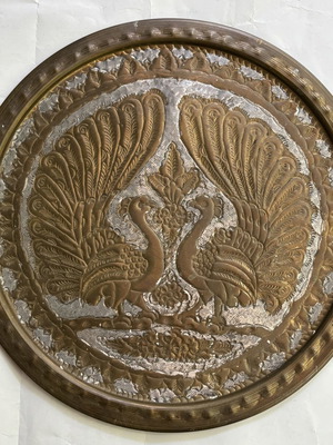 Old copper tray, diameter 39 cm