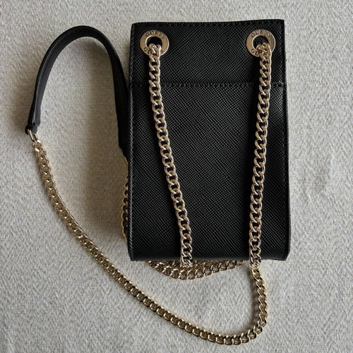 Guess Noelle Shoulder Phone Bag black with gold chain like new