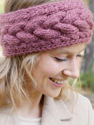 Headband new, hand-knitted wool with braids