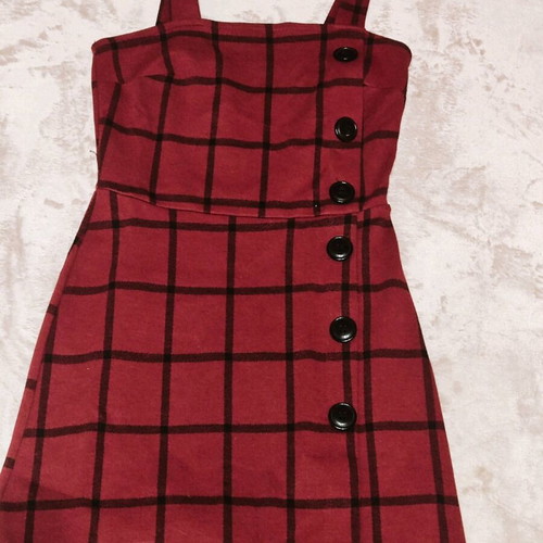Pink Woman checked salopette dress like new, size S