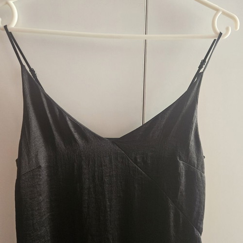 Satin black dress H&M like new, size S midi elegant