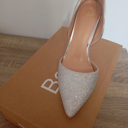 Bozikis silver glitter high heels size 38 new