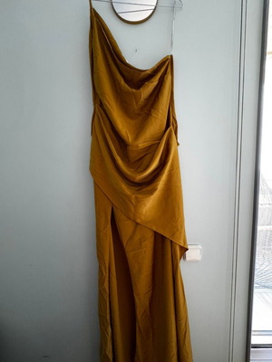 ASOS satin dress, orange yellow