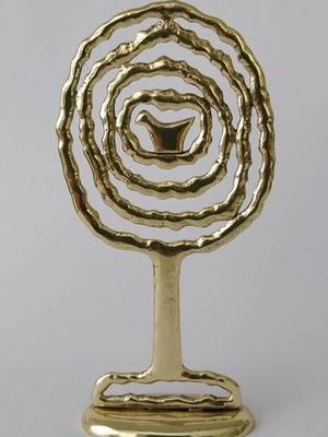 Micro sculpture Tree with bird in the middle new brass by Panagiotis Tzafolias
