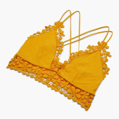 Free People Miss Dazie Crochet Lace Bralette like new, mustard
