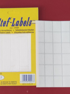 Stef Label white self-adhesive labels new, pack of 7 models