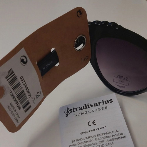 Stradivarius cat eye women's black sunglasses new with decoration