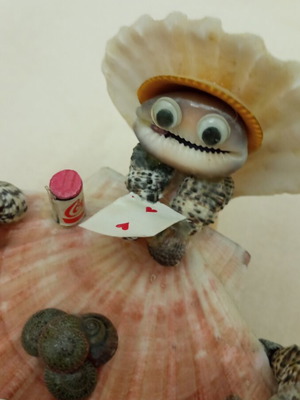 Handmade decorative turtles used, missing head on fourth