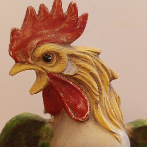 Vintage ceramic rooster 24cm, handmade decorative figurine