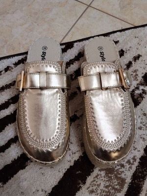 Espadrille mules gold size 38 new