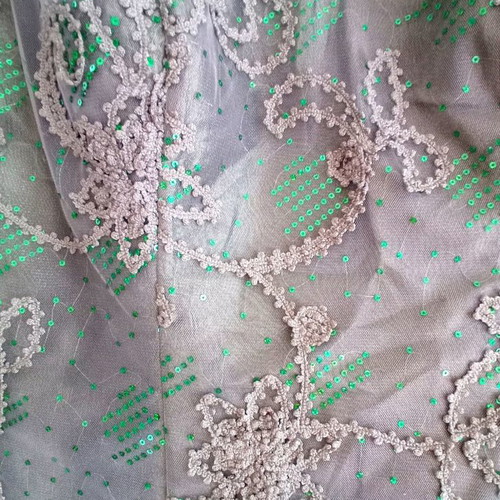 Evening set used, satin fabric with embroidery, size 54, green
