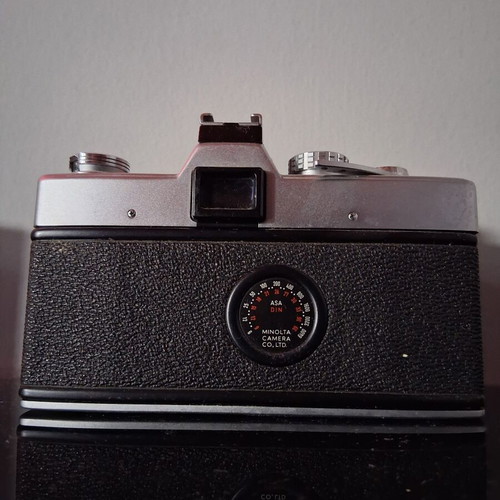 Minolta SRT 100X 35mm SLR camera used with Minolta MD Rokkor 45mm f/2 lens