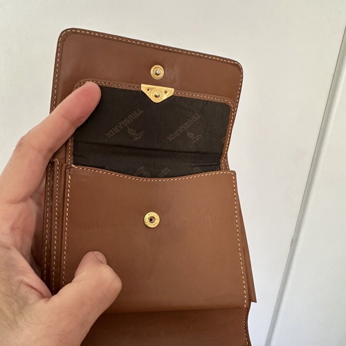 Trussardi Vintage Leather Wallet 90s Made in Italy, like new, brown beige