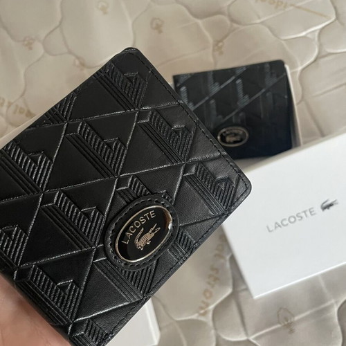 Lacoste Wallet new, black with embossed geometric design