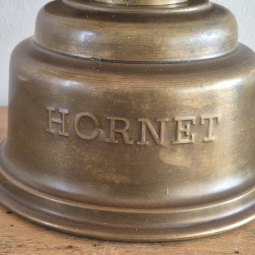 Hornet brass oil lamp with large reflector, antique English