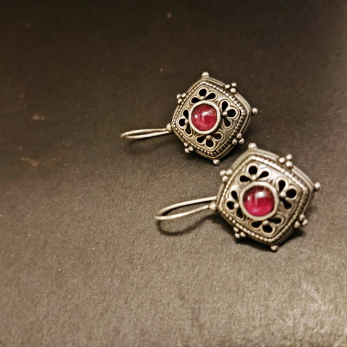 Byzantine handmade earrings with pink tourmaline like new