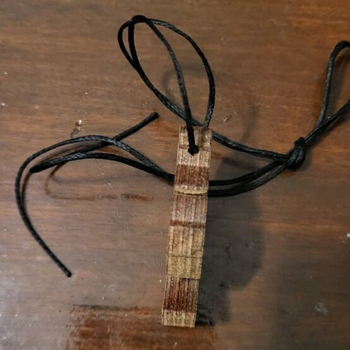 Carved wooden cross from Athos cell with cord
