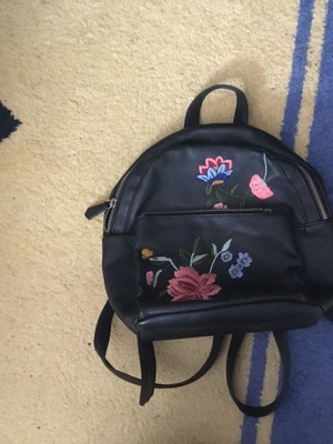 Black backpack like new with embroidery