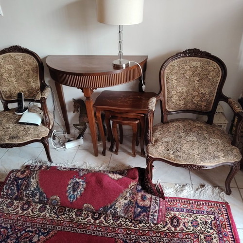 Vintage chairs and small table used
