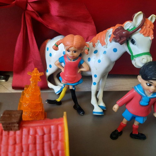 Pippi Longstocking figures used, set of 4, 1980s vintage