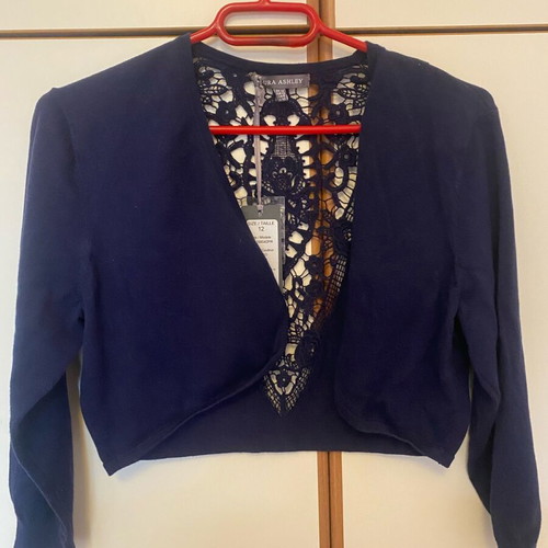 Laura Ashley bolero new, blue with lace detail
