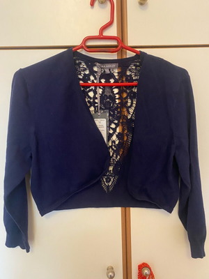 Laura Ashley bolero new, blue with lace detail