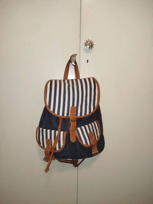 Blue striped navy backpack like new