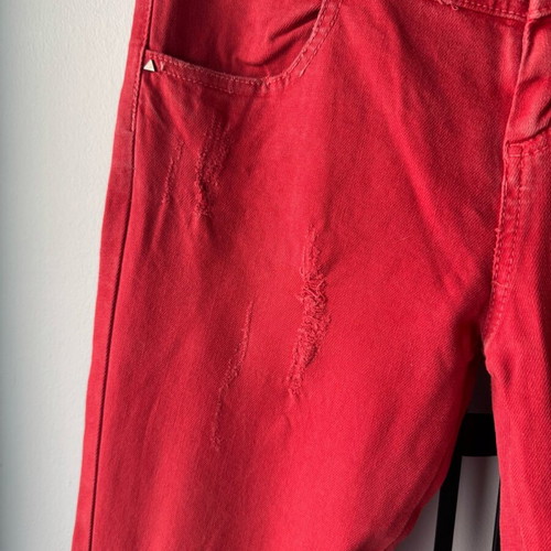 Denim Pull&Bear pants used, red, low waist, elastic fabric