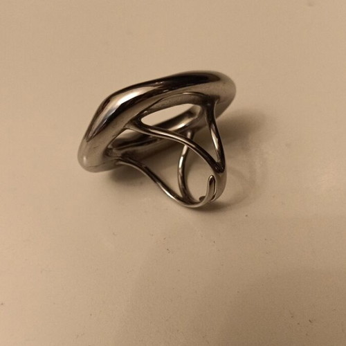 Hammered bracelet and adjustable ring set new, silver steel