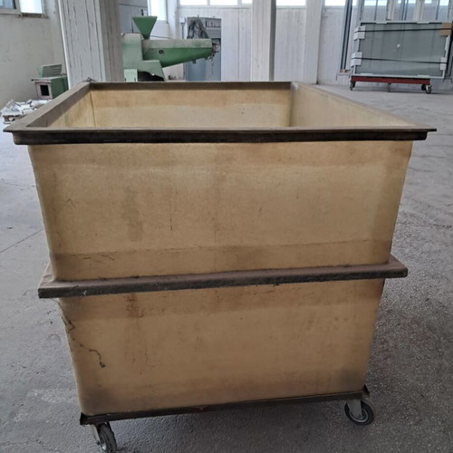Fiberglass bin with wheels like new