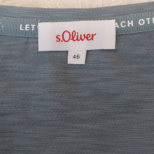 S.Oliver cotton women's blouse, XXL, grey turquoise