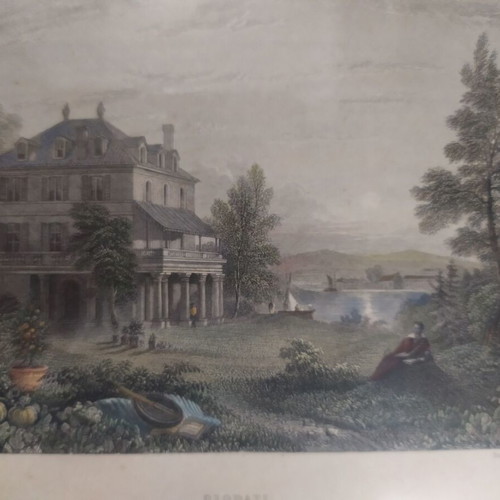 Hand-colored lithograph of Lord Byron's residence at Diodati used, 1833