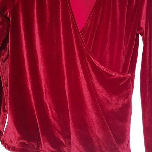 Elastic velvet crossover blouse like new, pink size M