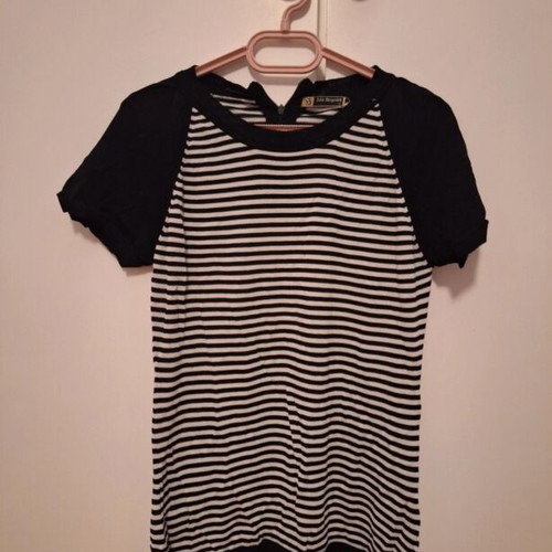 Julia Bergovich black and white striped short sleeve top