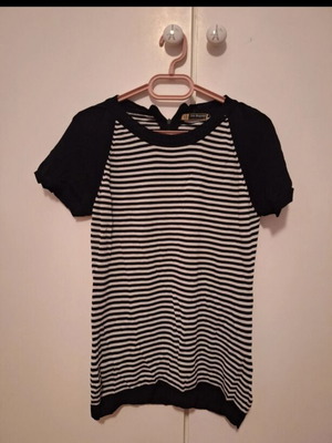 Julia Bergovich black and white striped short sleeve top
