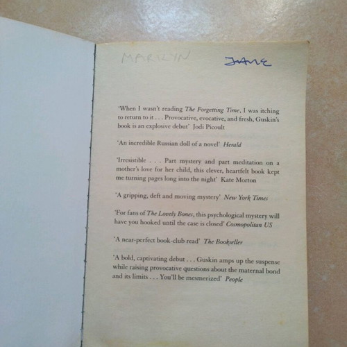The Forgetting Time by Sharon Guskin used English book