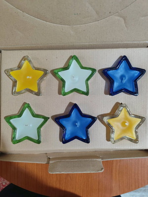 Decorative candles new, glass set of 6 pieces
