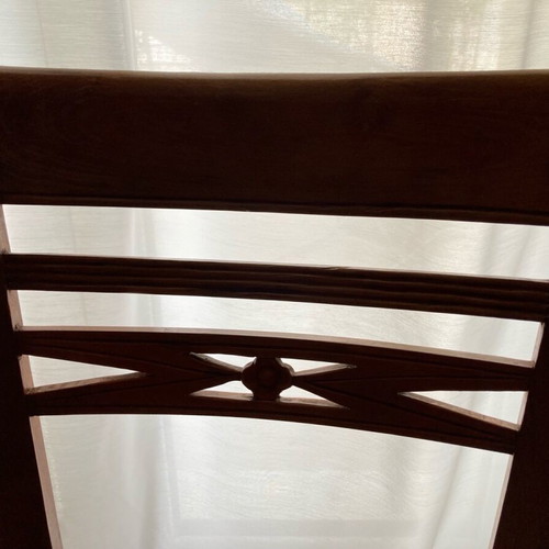 Dining chairs used, pack of 6, handmade beech wood with wicker seat
