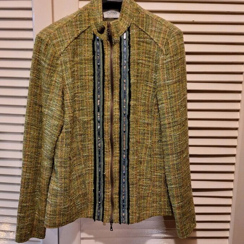 Oltre Green Checked Spring Jacket Like New