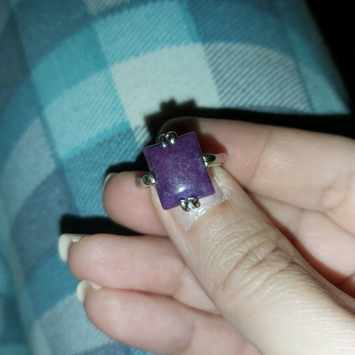 Women's ring with purple matte amethyst stone like new