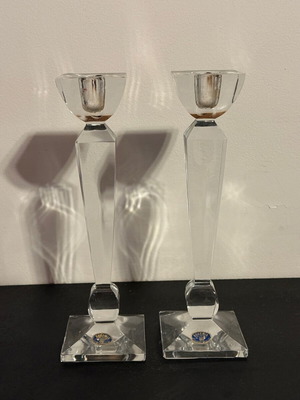 Bohemia Olympia crystal candlesticks 25.5cm used, 24% lead crystal