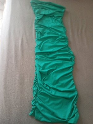 Strapless long turquoise dress like new A-Style
