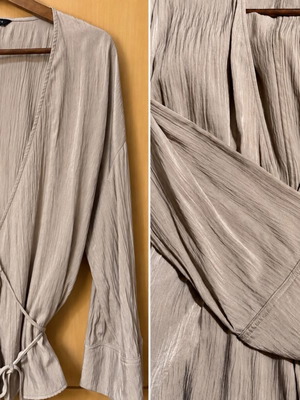 Zara caftan beige wrap blouse jacket like new, size XS