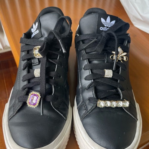 Adidas sneakers black like new with decorative strass and charms