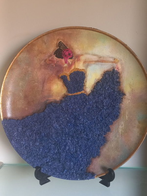 Decorative platter handmade with decoupage techniques 32cm new