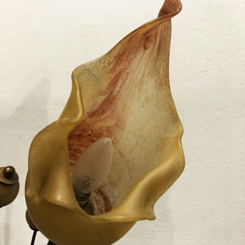 Floor lamp bronze with blown glass, like new