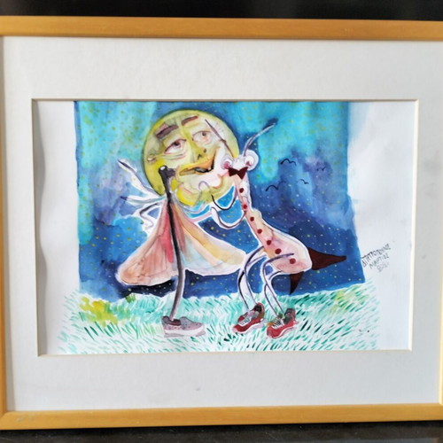 Original painting 'The Dance of the Dragonfly' 2021, modern watercolor