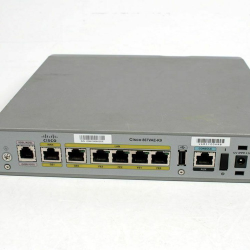 Cisco 867VAE-k9 router used with complete accessories